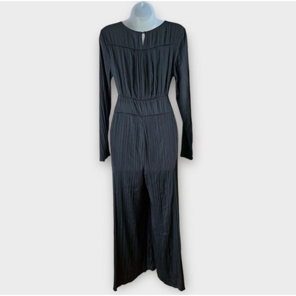 NWT $168 Free People Black Wide Leg V Neck Jumpsuit - Picture 14 of 16